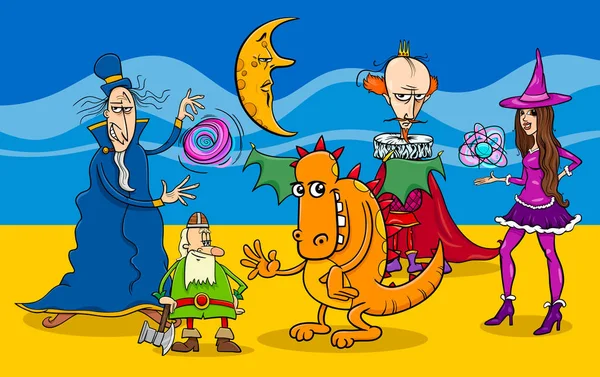Groep cartoon fantasy tekens — Stockvector
