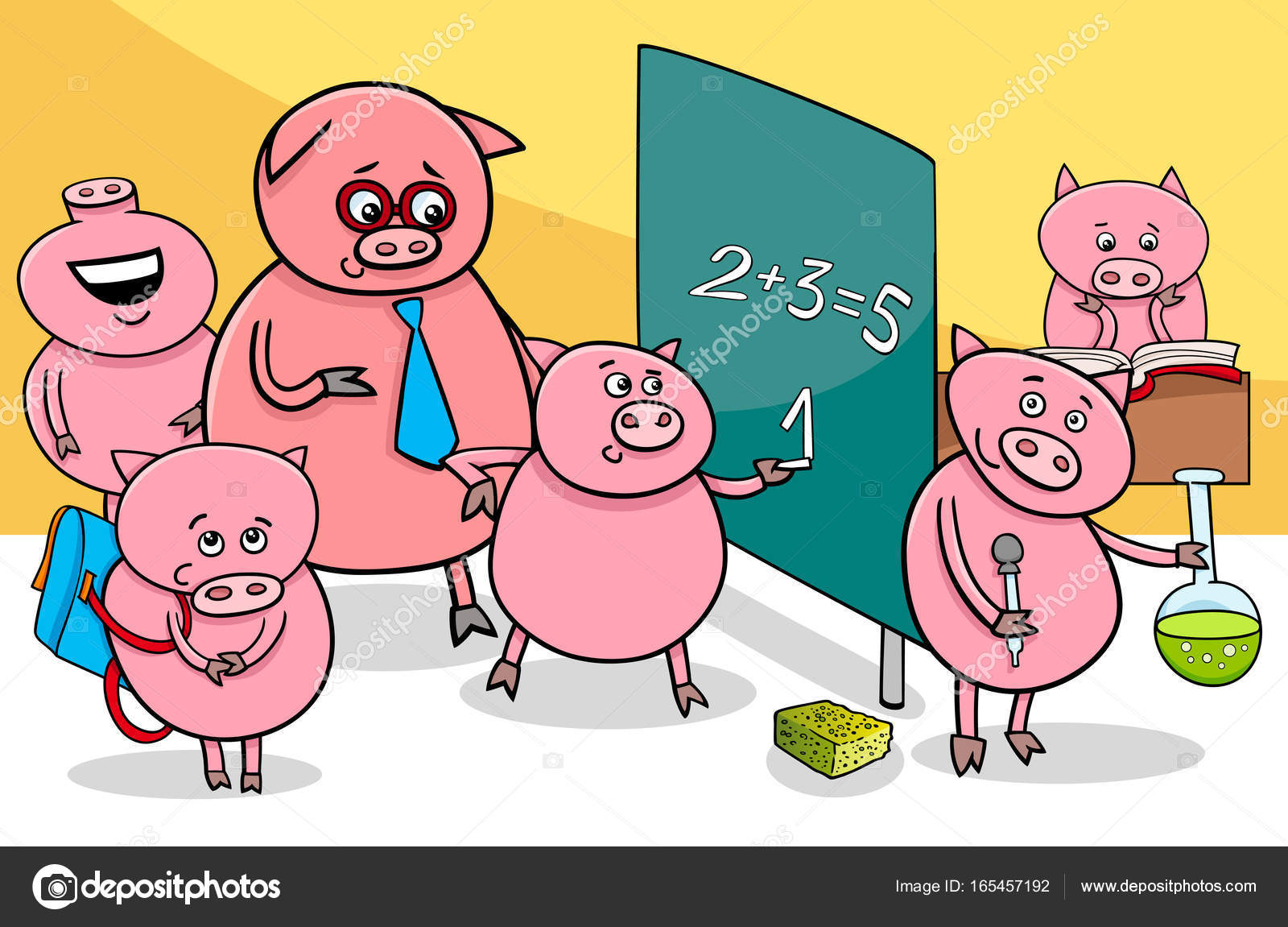 学校で子豚の漫画のキャラクター ストックベクター C Izakowski 学校で子豚の漫画のキャラクター ストックベクター C Izakowski