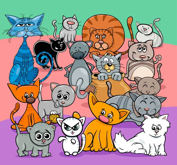 Comics cats cartoon characters group — Stock Vector