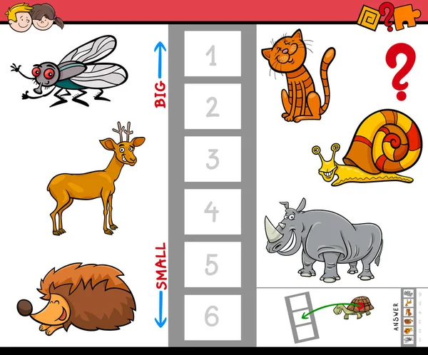 Biggest animal educational game for children — Stock Vector