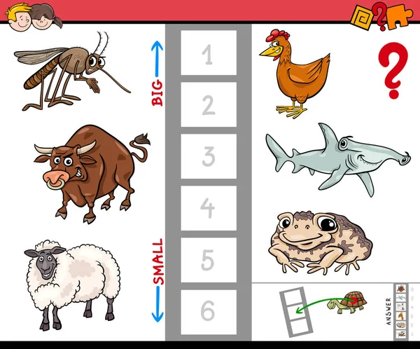 最大と最小の動物教育漫画 — ストックベクタ