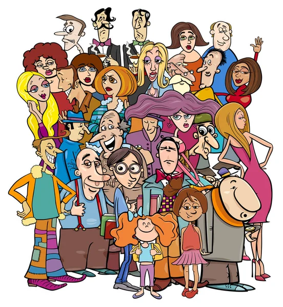 Stripfiguren van de mensen in de menigte — Stockvector