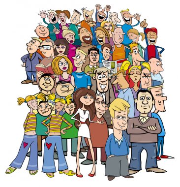 kalabalık karikatür insanlar karakter