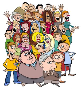 çizgi film insanların karakterleri kalabalığın içinde