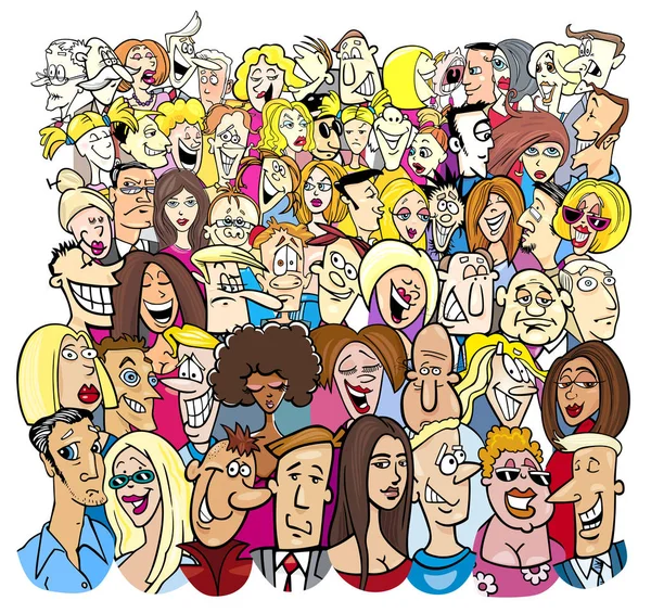 Large group of cartoon people characters — Stock Vector