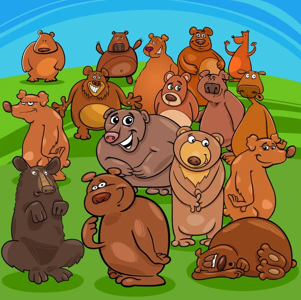 Dibujos animados osos personajes animales — Vector de stock