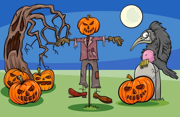 Halloween-Cartoon gruselige Charaktere Gruppe — Stockvektor