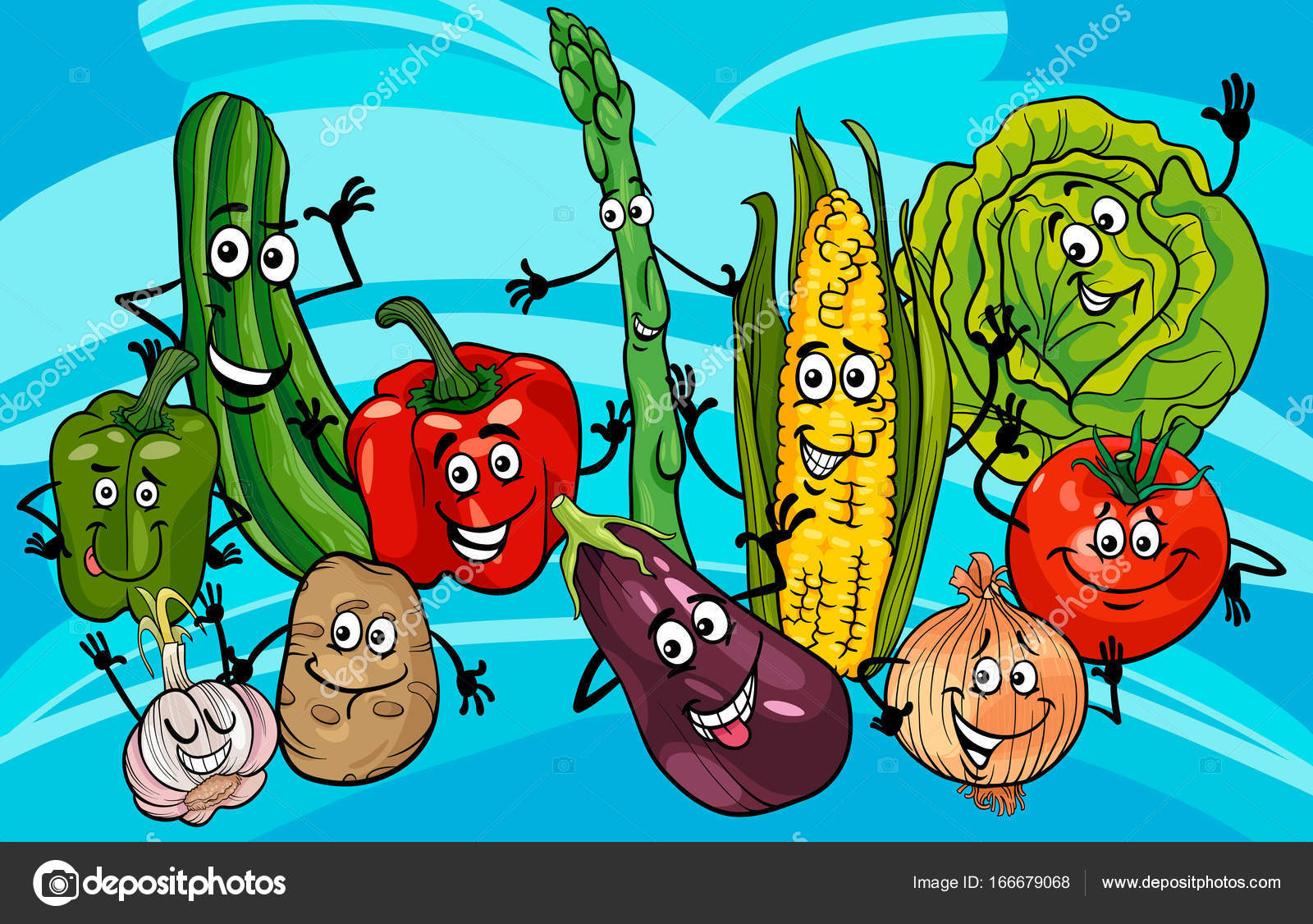 Funny vegetables group cartoon illustration — Stock Vector © izakowski