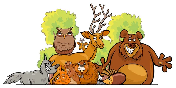 Diseño del grupo de animales del bosque de dibujos animados — Vector de stock
