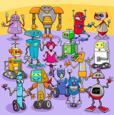 çizgi film robot karakterler büyük grup