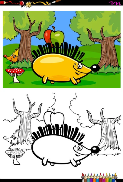 Cartoon hedgehog personagem colorir livro —  Vetores de Stock