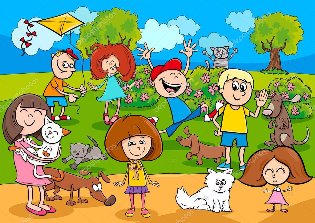 Animado: personas en el parque | niños de dibujos animados ...