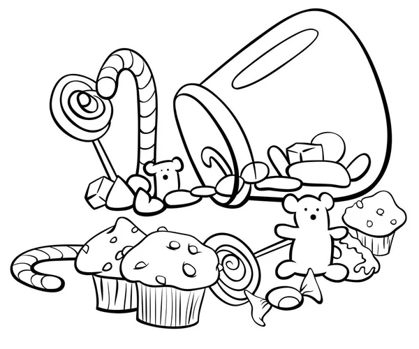 Candy group cartoon coloring book Royalty Free Stock Vectors