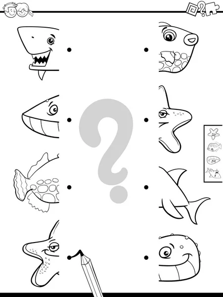 Match animal halves coloring book — Stock Vector