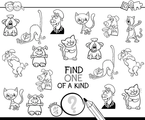 Find one of a kind game coloring book — Stock Vector