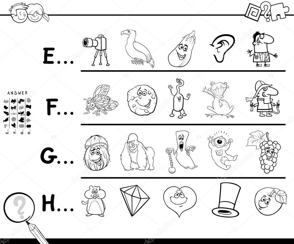 first letter of a word coloring page game