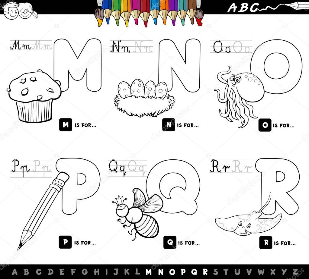 educational cartoon alphabet letters color book