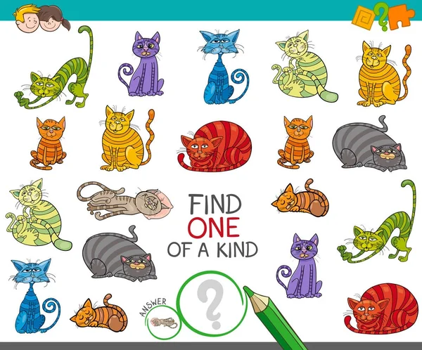 Encontrar una imagen de un tipo de juego con los gatos de dibujos animados — Vector de stock