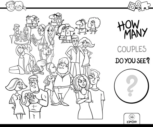 How many couples game coloring book — Stock Vector