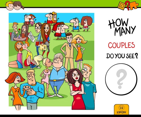 How many couples educational game — Stock Vector