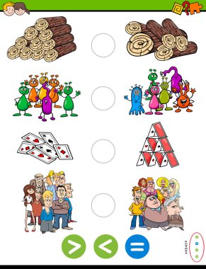 greater less or equal cartoon puzzle game clipart