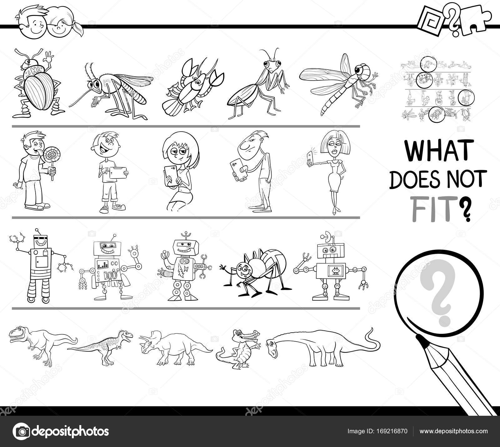 Immagine sbagliata in riga da colorare gioco pagina — Vettoriale Stock