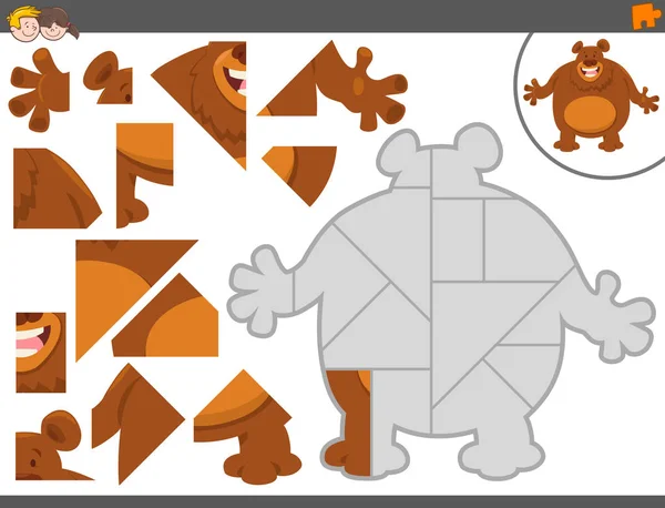 Jigsaw puzzle game with bear animal — Stock Vector