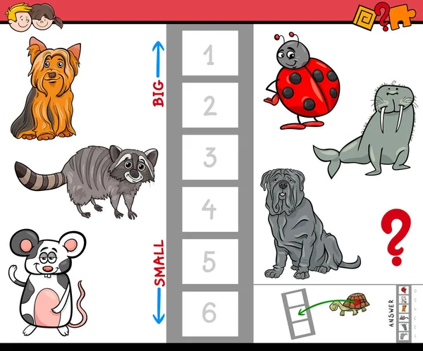 Animales grandes y pequeños de dibujos animados juego — Vector de stock