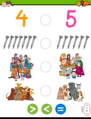 greater less or equal maths puzzle game clipart