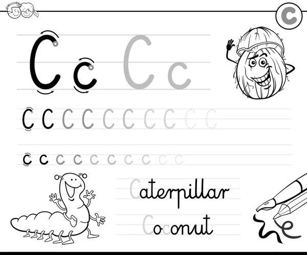 学会为孩子写字母 C 工作簿 — 图库矢量图片