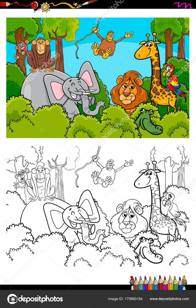 Desenho de personagem de animal e personagem para colorir
