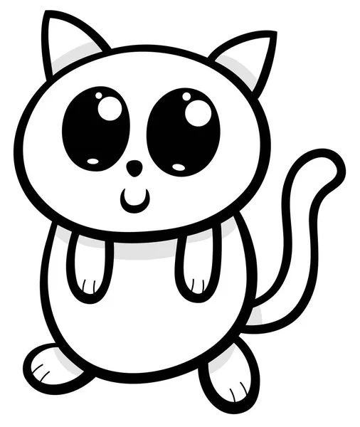 Kreslený kawaii kočku nebo kotě ilustrace — Stockový vektor