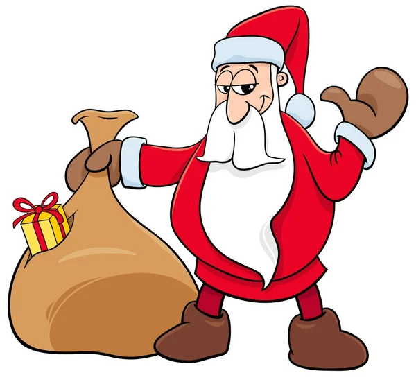 Santa Claus Christmas karakter met zak — Stockvector