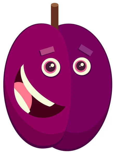 Personaje de fruta de ciruela de dibujos animados — Vector de stock