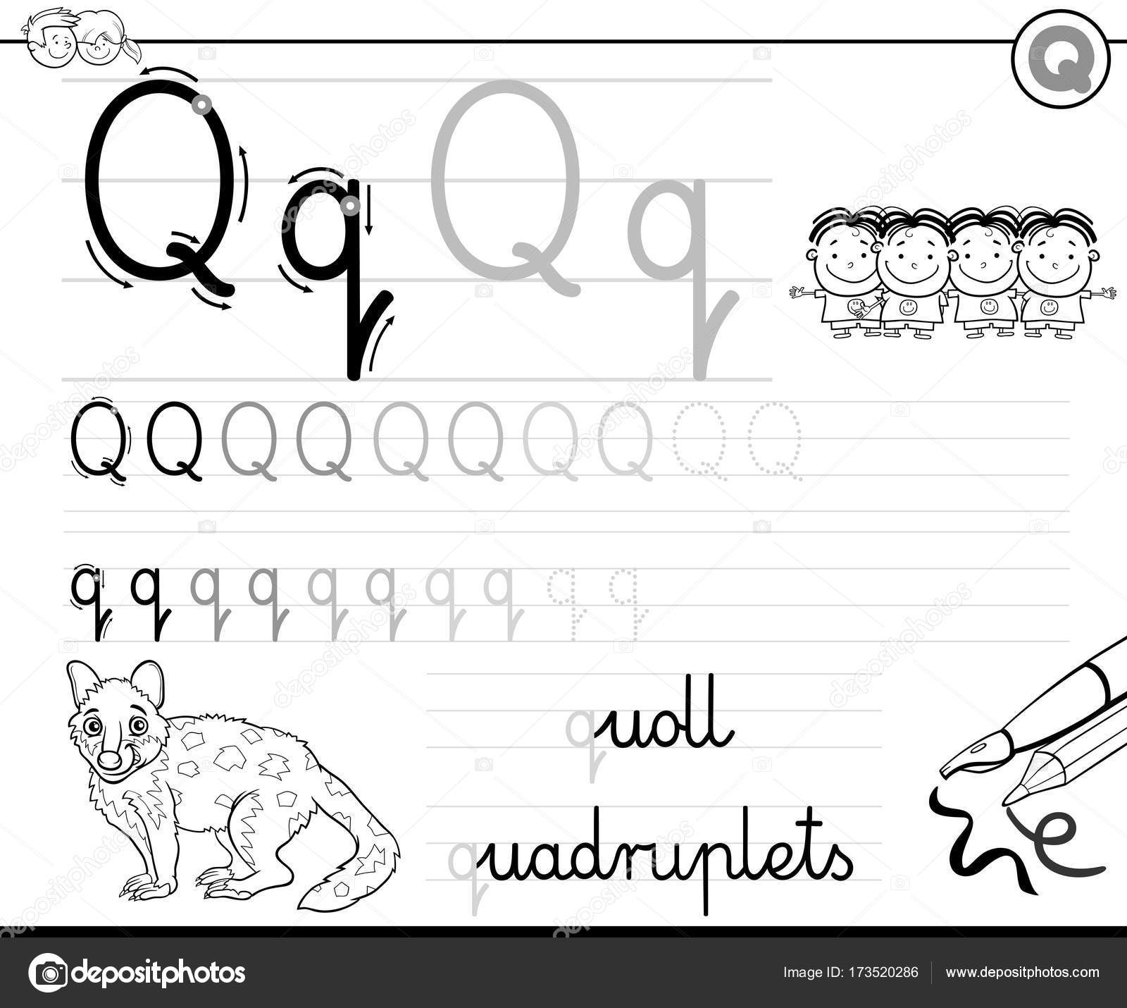 Learn to write letter Q workbook for kids Stock Vector Image by