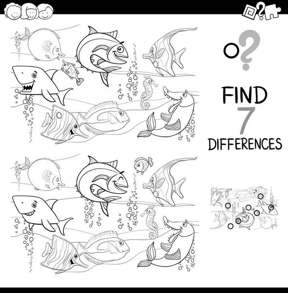 区别与鱼字符颜色书 — 图库矢量图片