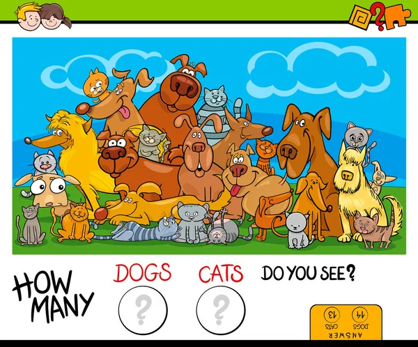 どのように多くの猫と犬活動ゲーム — ストックベクタ