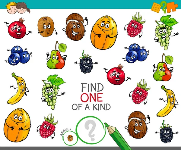 Um de um tipo de jogo com personagens de frutas — Vetor de Stock