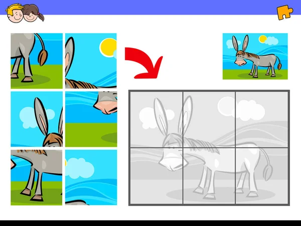 Casse-tête avec âne ferme animal — Image vectorielle