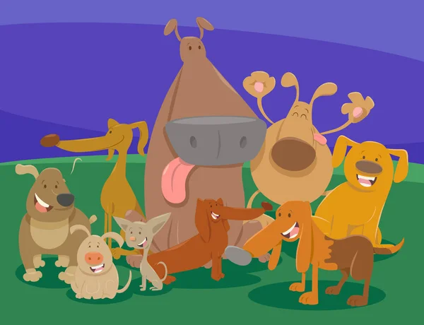 Hunde und Welpen Zeichentrickfiguren Gruppe — Stockvektor