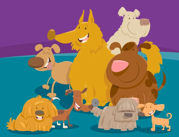 Kutyák és kölykök karikatúra állatok csoport — Stock Vector