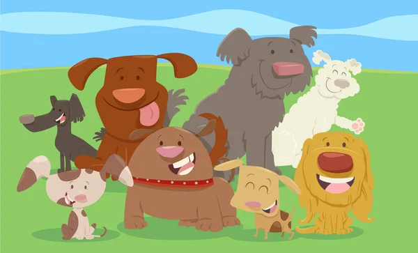 Grupo de perros de dibujos animados o cachorros — Vector de stock