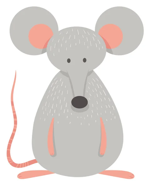 Cute grey mouse animal character — Stock Vector