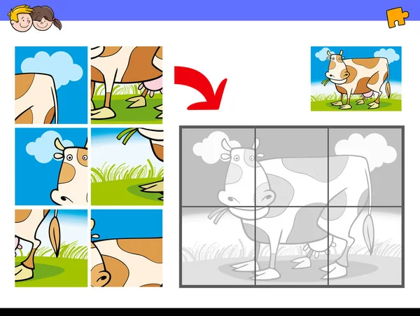 母牛农场性格拼图 — 图库矢量图片