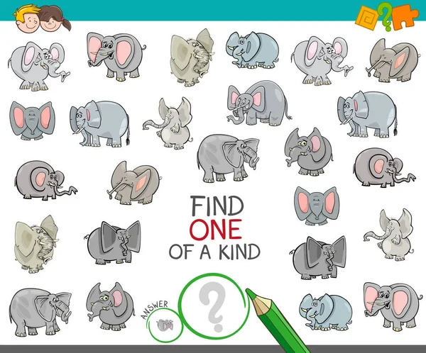 Encontrar uno de un tipo con caracteres de elefante — Archivo Imágenes Vectoriales