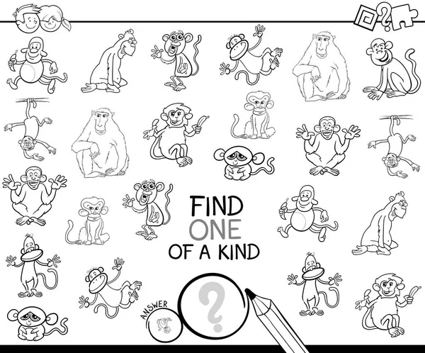 Un jeu unique avec livre de couleur singe — Image vectorielle