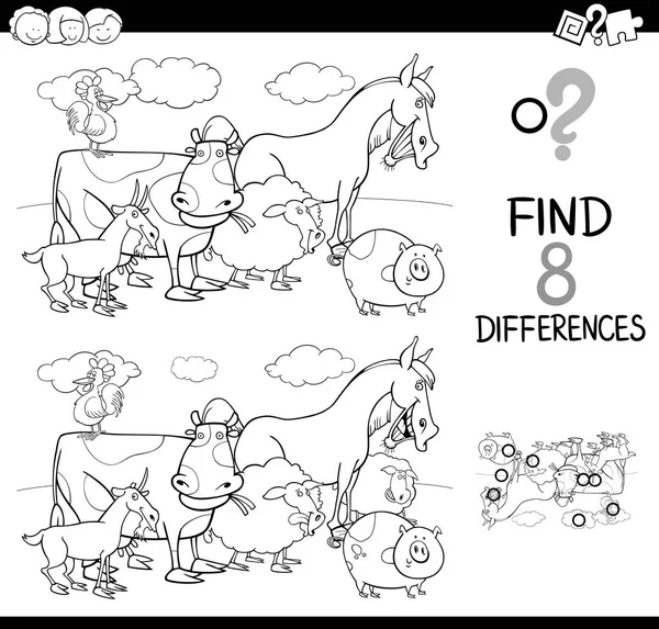 区别游戏与农场动物颜色书 — 图库矢量图片