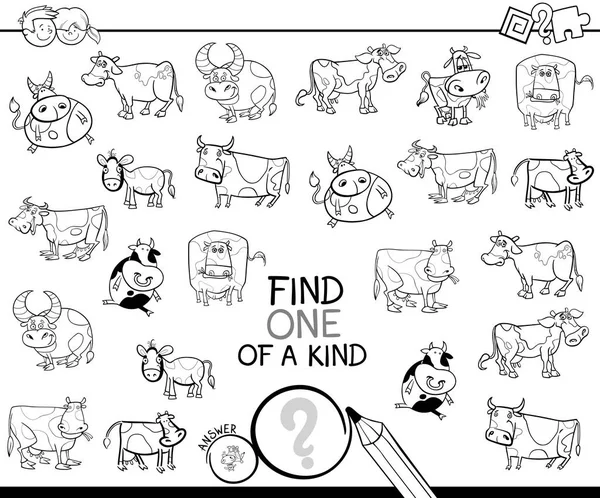 Jeden druh hry s knihou barevné krávy — Stockový vektor