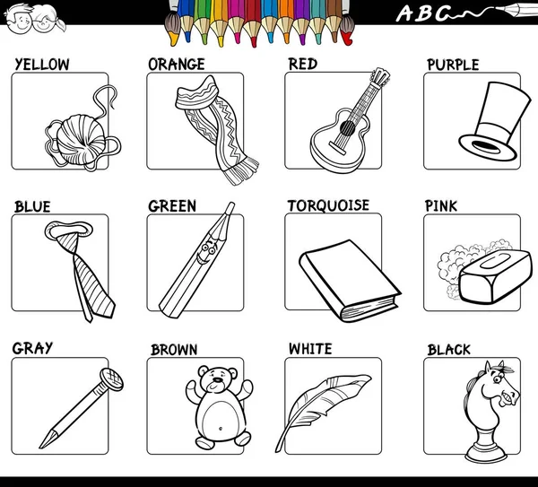 Basic colors set for coloring with objects — Stock Vector