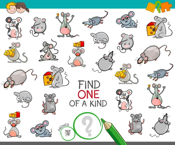 Trovare unico nel suo genere con i caratteri del mouse — Vettoriale Stock